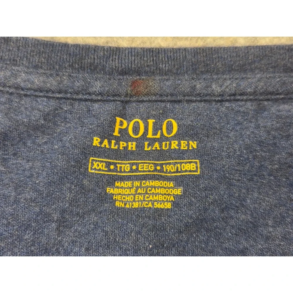 Polo Ralph Lauren Mens XXL Navy Blue Heather Cotton Short Sleeve Pony T-Shirt